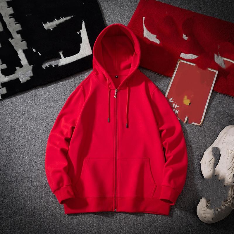 Hooded Cardigan Men's Sweater Loose Plus Velvet Thickened Youth Trend Solid Color Plus Size Jacket