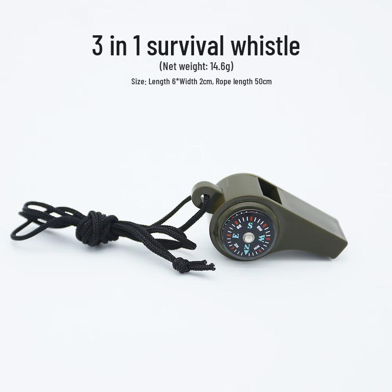 OIMG 3-in-1 Outdoor Survival Whistle with Compass and Thermometer