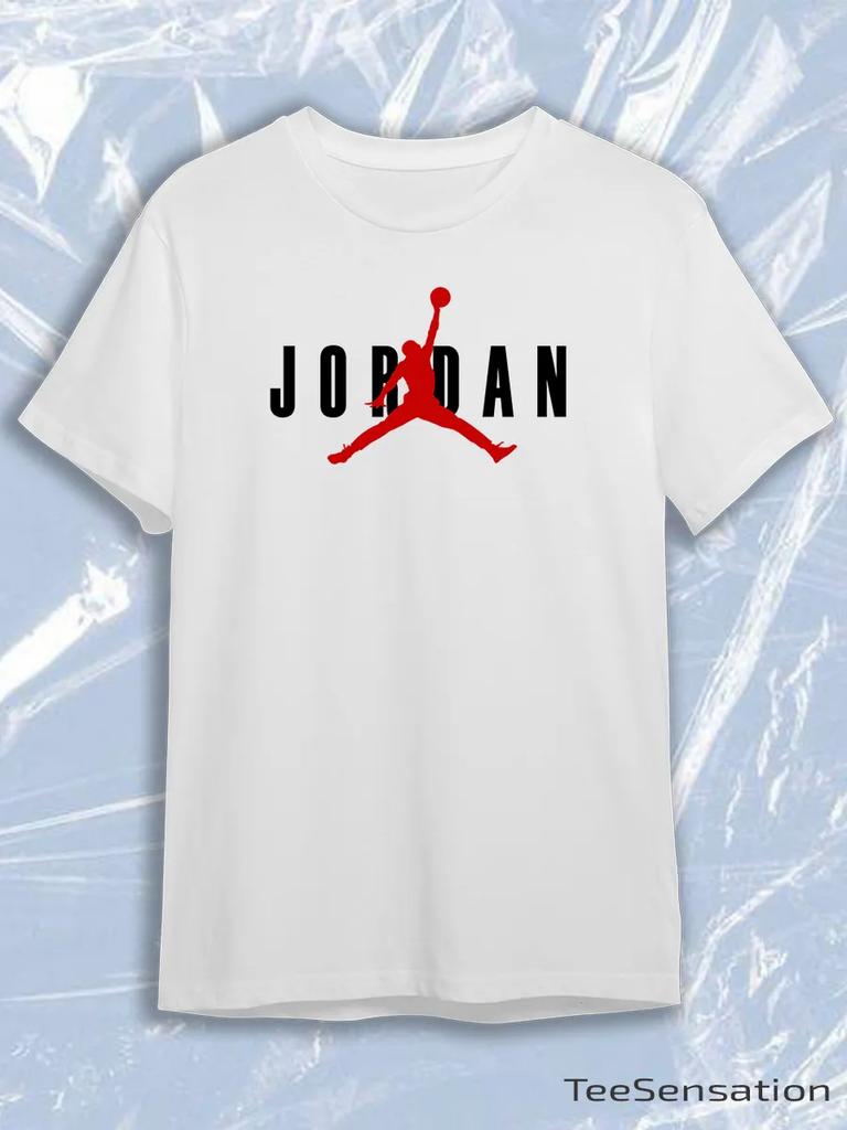 Jordan White Crew Neck Short Sleeve T-Shirt with Black JORDAN Red Jumpman
