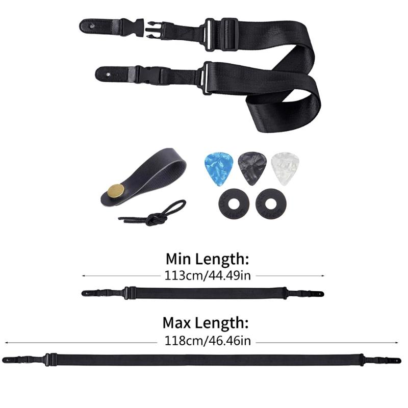 Leather Ends Guitar Strap Set with Picks Guitar Strap Acoustic Guitar Belt Strap