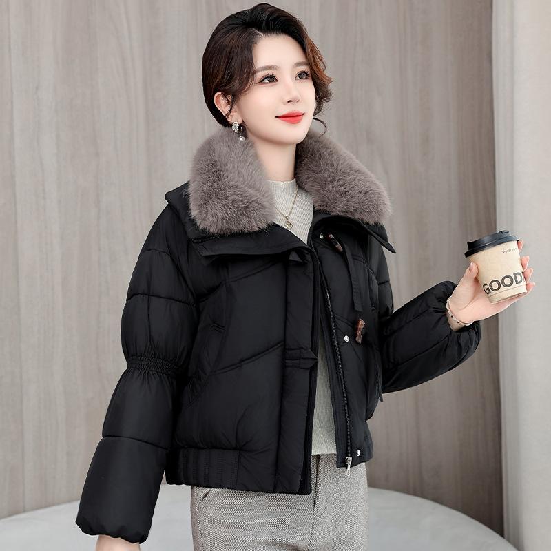 Winter Fashion Lapel Cotton Coat for Women Loose Short Down Cotton Jacket