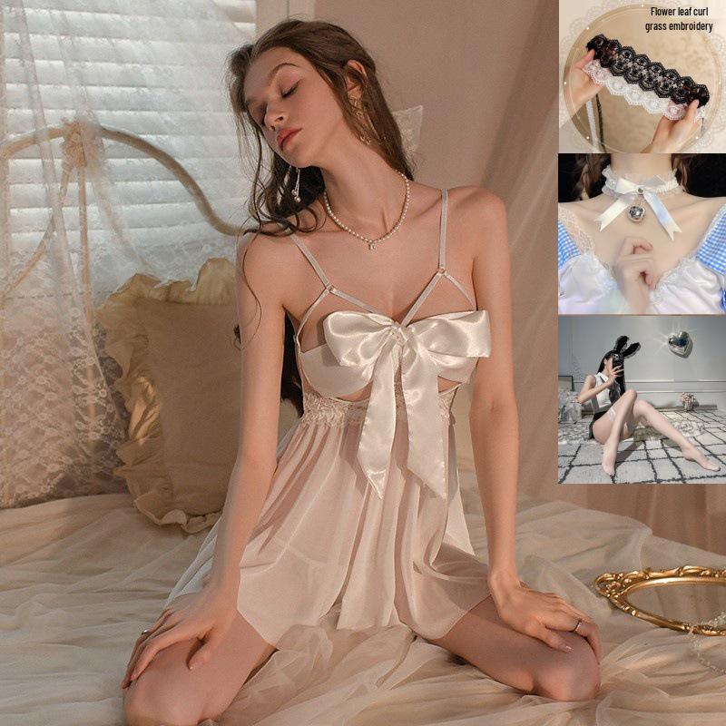 Summer Sheer Nightgown: Sexy Bowknot Pajamas for Women