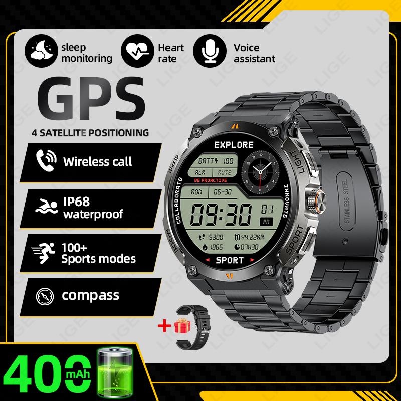 New GPS Sport Smart Watch Outdoor RIDE Run Fitness Watches AMOLED Voice Call Compass Altimeter IP68 Waterproof Bracelet Men