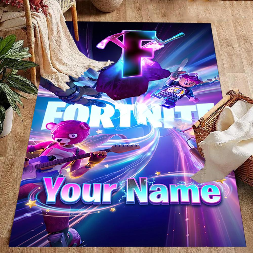 Fortnite Customized Name Floor Rug Office Rug Design for Living Rooms Foyer Dining Room Hallway Anti-slip Rug Anime Office Decor