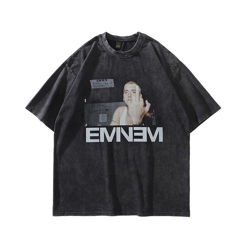 European And American High Street Hiphop Washed Short-Sleeved T-Shirt Men'S American Retro Old Loose Trendy Brand Half-Sleeved T-Shirt