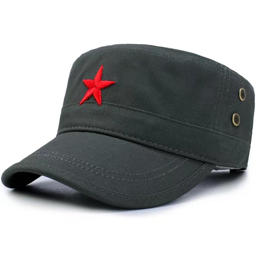 

Retro Nostalgic Men s Flat-top Hat with Embroidered Red Star 56-60 армія зелений колір