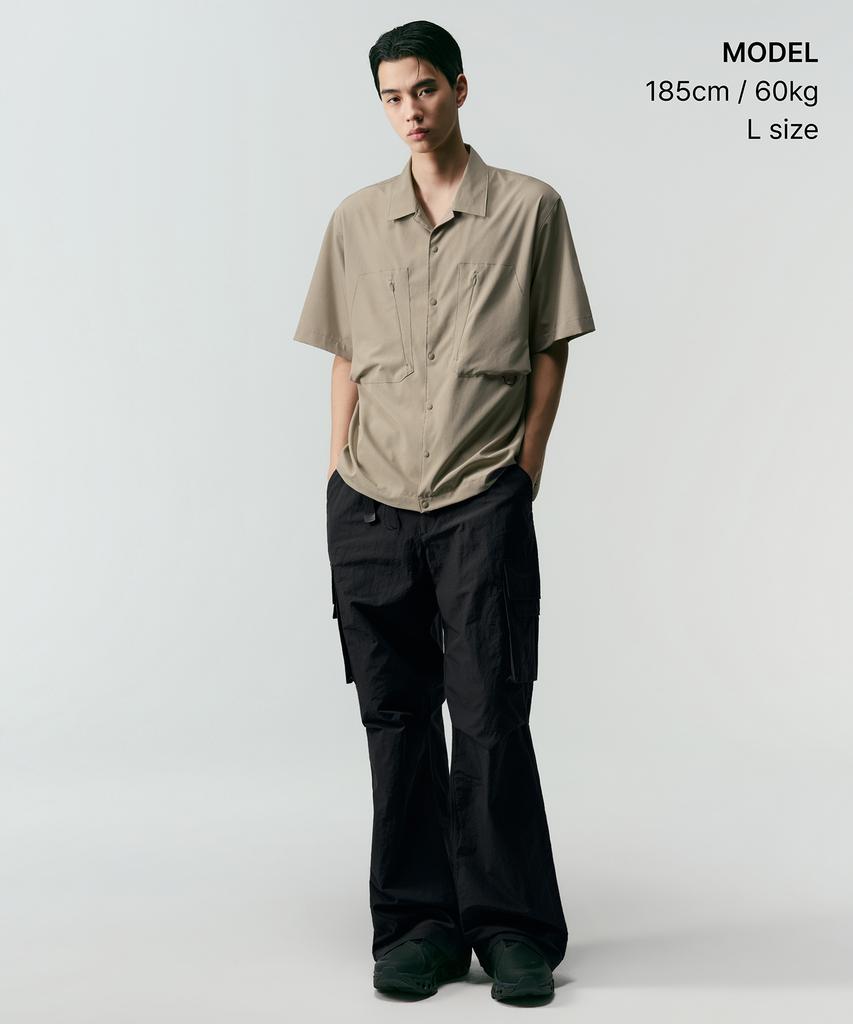 Musinsa Standard [City Leisure] Airy Dot Utility Short Sleeve Shirt [Grayish Beige]