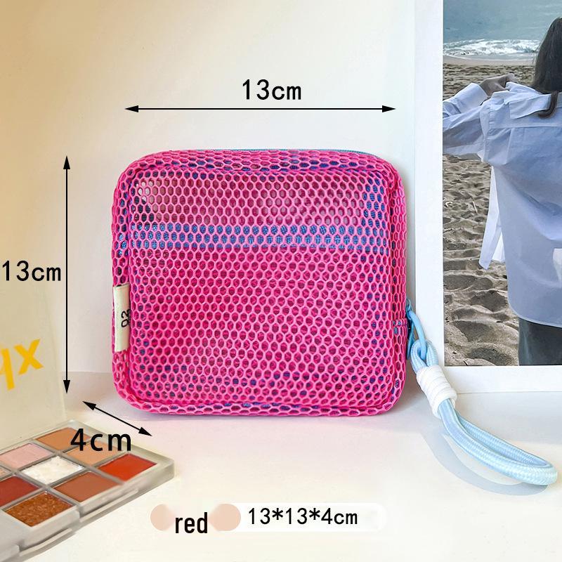 Dopamine Mesh Tofu Bag - Women's Large-Capacity Cosmetic Case & Mini Coin Purse