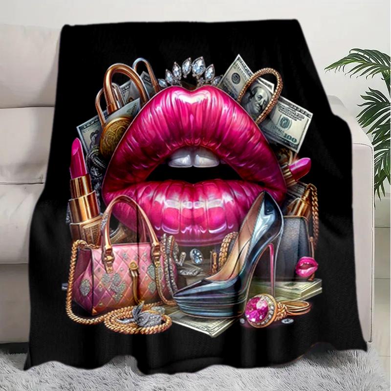 

1PC lip Elements printed blanket, all season lightweight home office outdoor nap multifunctional blanket A13 80cm x 120cm