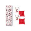 New Year Themed Deer Printed  Chair Cushion Set / 4 Pieces 40×40cm Square Chair Cushions and 1 Piece Runner