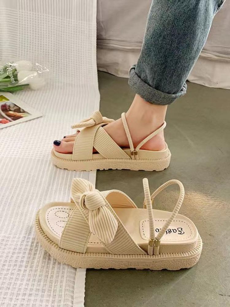 Fashion Sandias  Internet Hot with Skirt Summer Fairy Style 2025 New Style Fashion Student Platform Roman Lady Sandal Flat Shoes