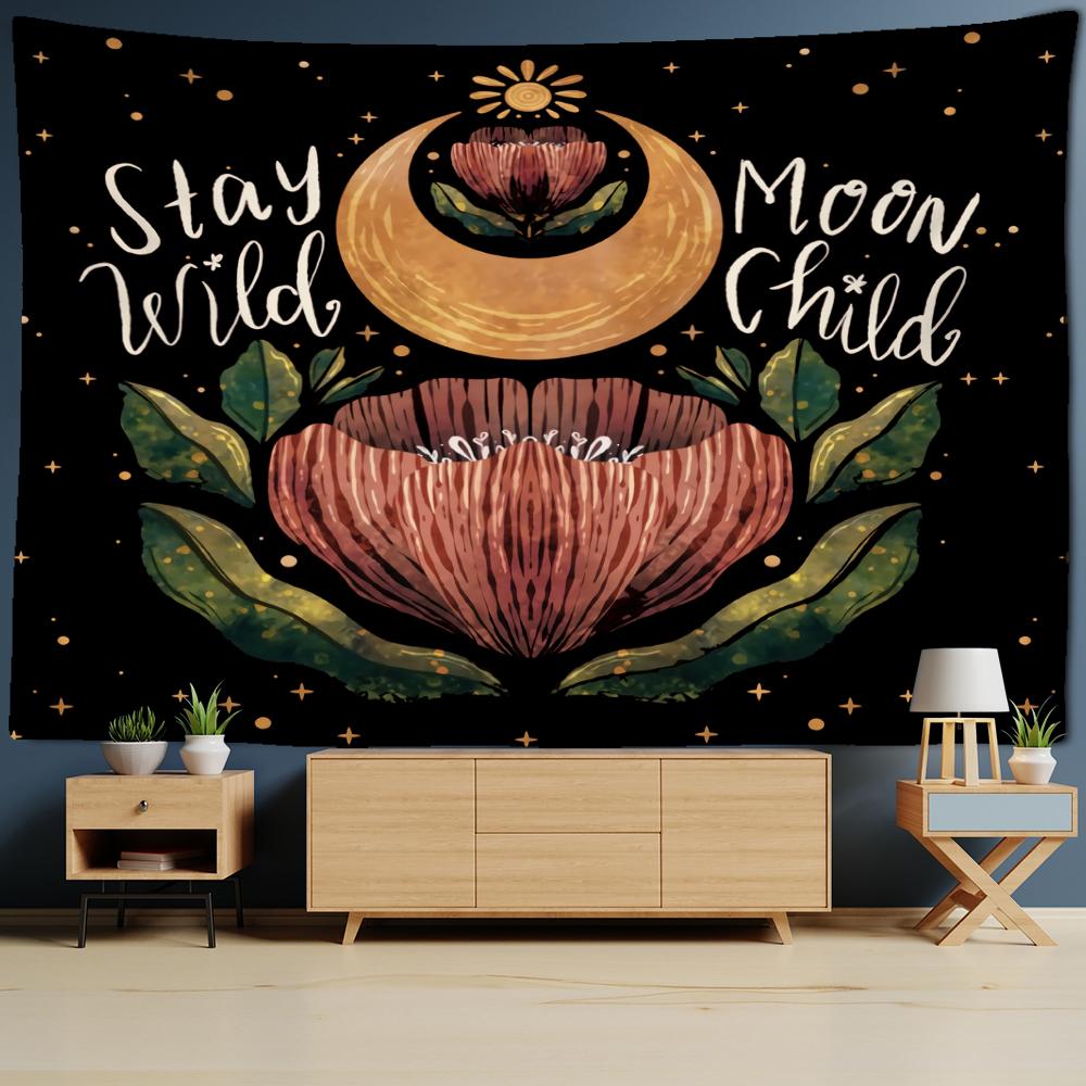 Psychedelic Floral Tapestry Wall Hanging Mushroom Bohemian Hippie Witchcraft Mystery Bedroom Room Home Decor