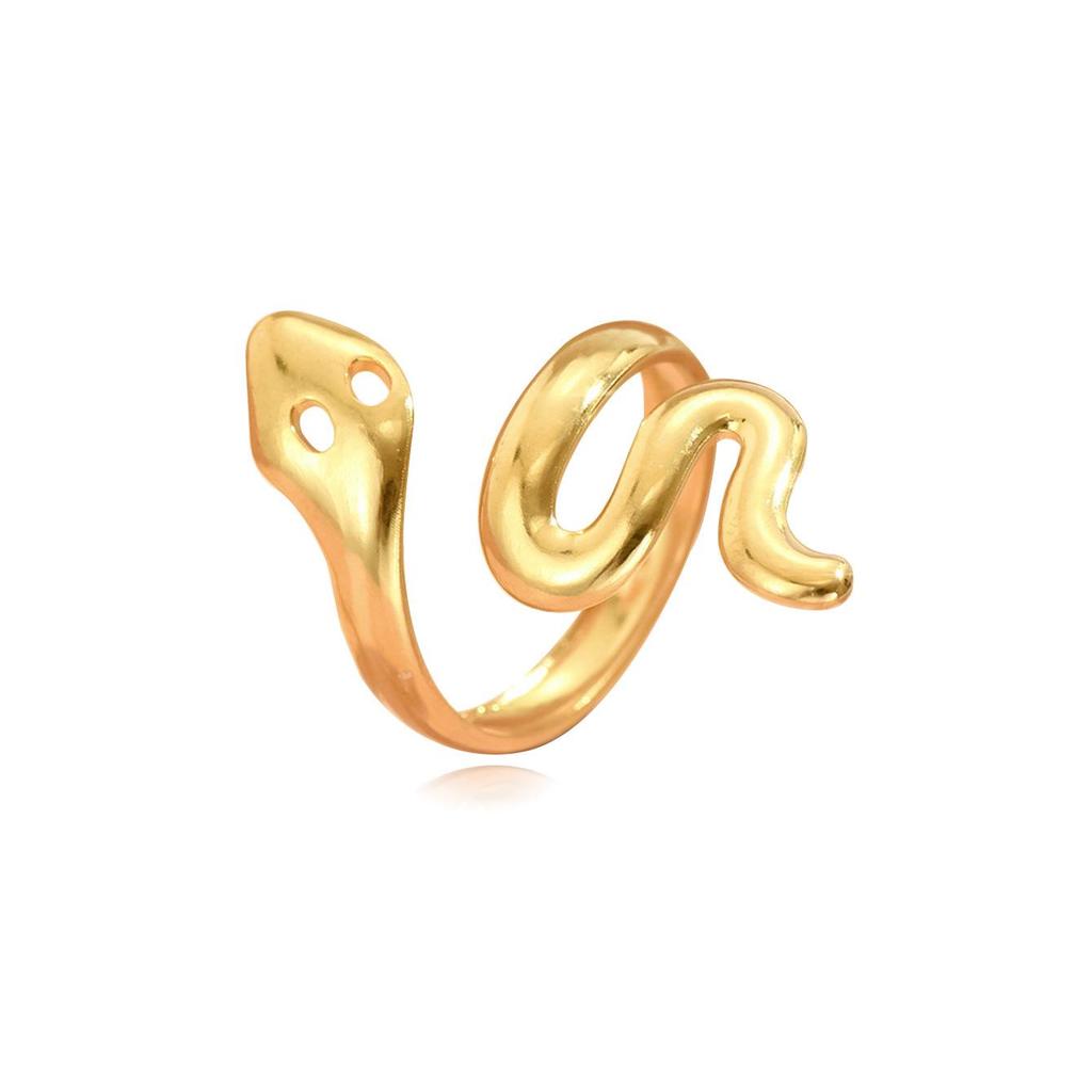 Unisex Stainless Steel Adjustable Snake Ring - Punk Hip Hop Style