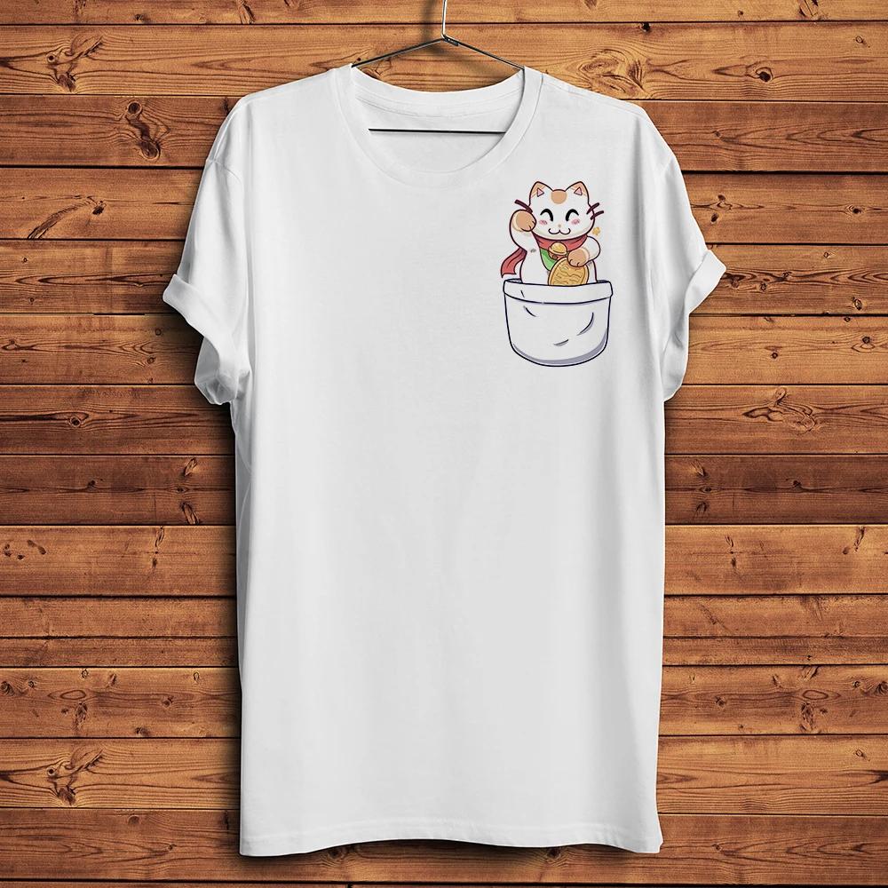 

Cute Lucky CatUnisexeki in PocketFunny Neko T ShirtUnisex White Casual Tshirt UnisexStreetwear Short Sleeve TeeBreathable Print S