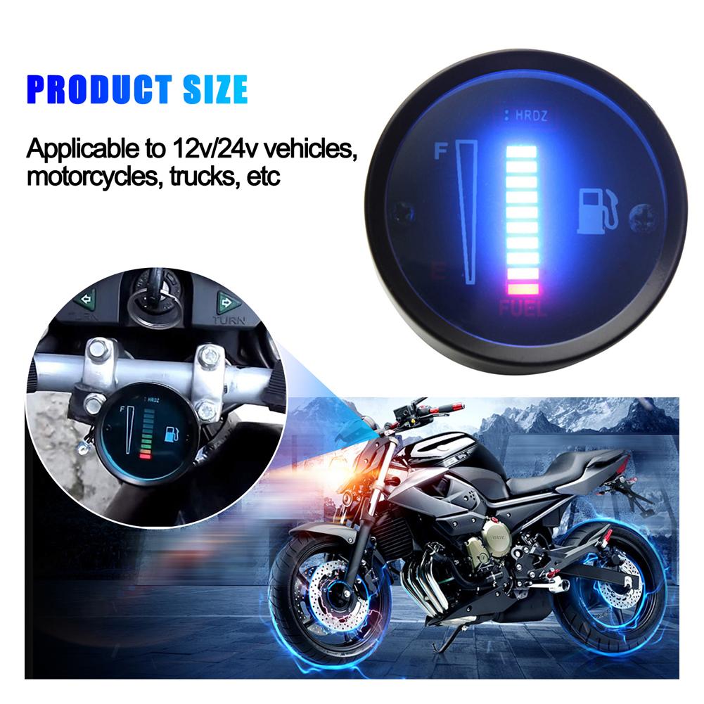 12V Fuel Level Indicator 10 LED 2Inch Gasoline Level Gauge High Precision Electronic Fuel Meter for Car Motorcycle SUV ATV Truck