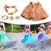 Hawaiian Luau Grass Hula Hawaiian Style Suit Flower Skirt Garland Hula Skirt Dance Party Costume Set Decoraction
