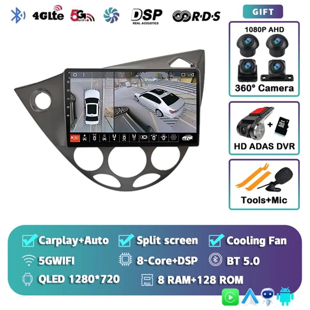 9" Android 14 Car Radio For Ford Fiesta 1995-2001 Focus MK1 1998-2004 2 Din Stereo Multimedia Player Carplay Autoradio Head Unit