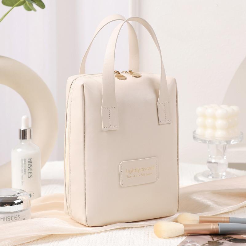 

Travel Large Cosmetic Bag for Women Leather Makeup Organizer Female Toiletry Kit Bags Make Up Case Storage Pouch Luxury Lady Box білий