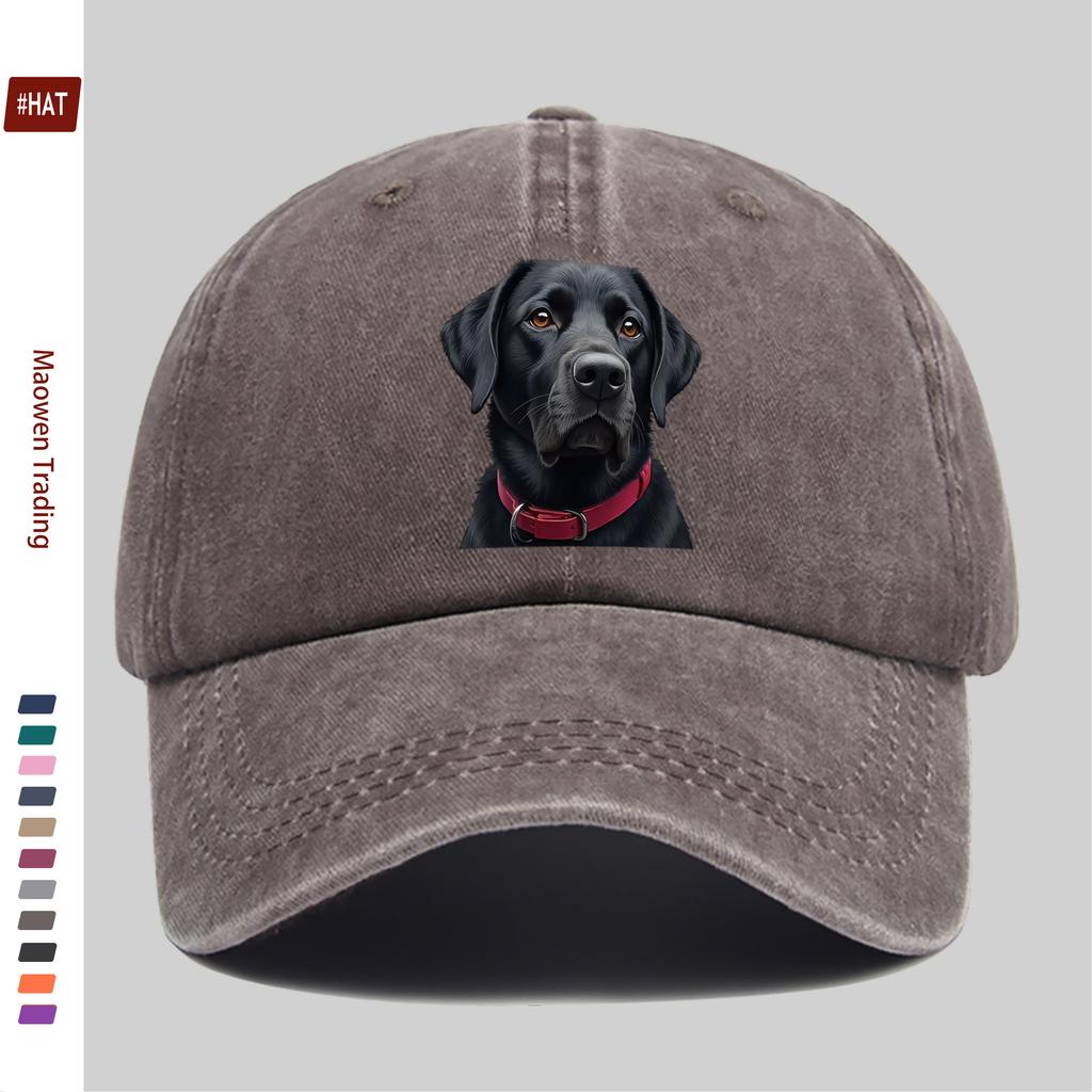 Pc Majestätischer Schwarzer Labrador Hund Druck Baseballkappe Mit Charmanten Augen Und Lebhaftem Roten Halsband Haustier Druck Design Dekorativ