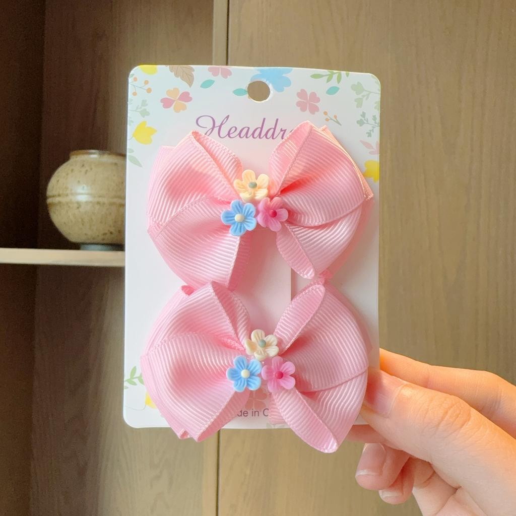 2Pcs/lot Baby Solid Hair Bows Hair Clips Ribbon Bow Hairpin for Girl Cheer Bowknot Barrettes Children Headwear Hair Accessories