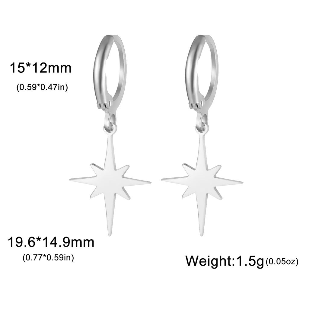 Moon Star Drop Earrings for Women Gold Stainless Steel Hoop Earrings Simple Fashion Jewelry Gift