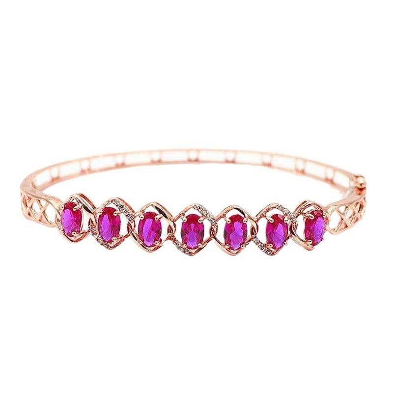 Purple Gold Colored Gold Inlaid Redstone Bracelet Fashionable Luxury Classic Rose Gold Plated Women'S Jewelry