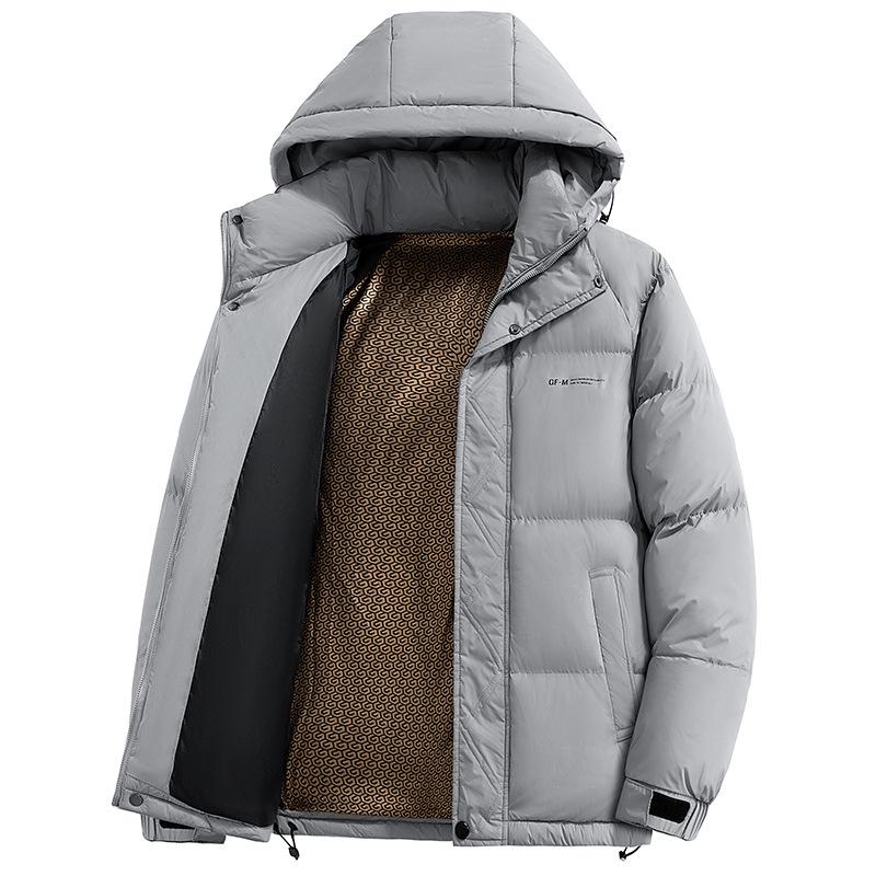 Herren Trendy Kapuzen-Wintermantel Schwarz-Gold Graphen - Lässig, Dick, Vielseitige Oberbekleidung