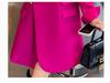 Women's Large Rose Red Suit Jacket, Medium-Long Casual Blazer for Spring and Autumn [0120]