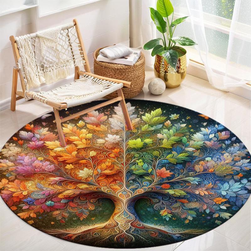

1Pc Tree of Life Circular Print Rug - home decoration Carpet For Living Room Bedroom Flooring Computer Chair Area Rug 80x80cm( 31x31in)