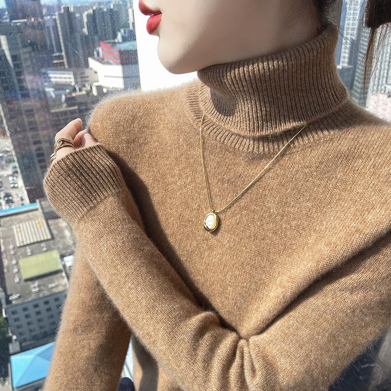 High-End Cashmere Women's Slim-Fit Turtleneck Sweater – Thickened for Autumn/Winter