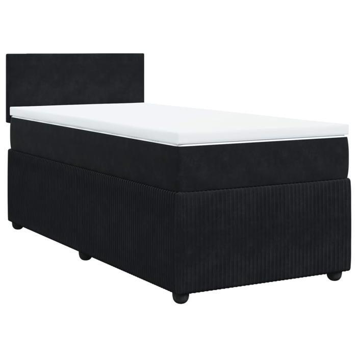 VidaXL Sommier à lattes de lit avec matelas Noir 90x200 cm Velours 3287634