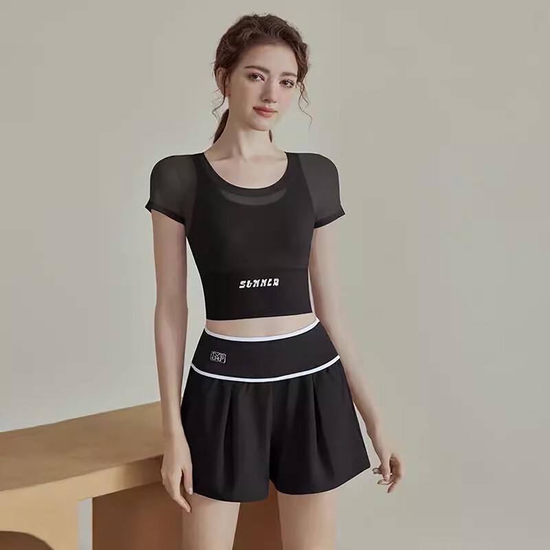 YOUYOU Women s Premium Short Sleeve Yoga Pilates Top J33407XDY S