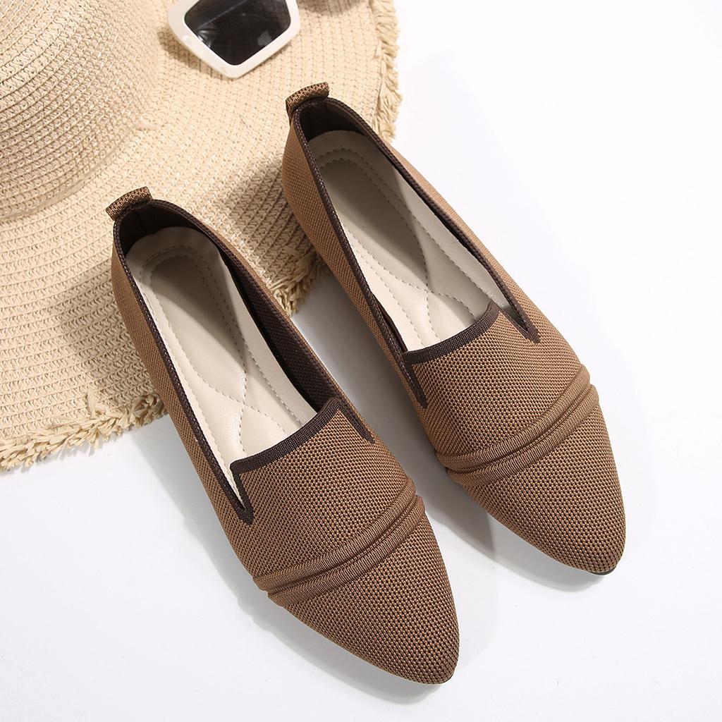 Foreign Trade Large Size Flat Shoes Women's Spring 2025 Pointed Fashion Flying Weaving Shallow Mouth One Pedal Casual Glove Shoes