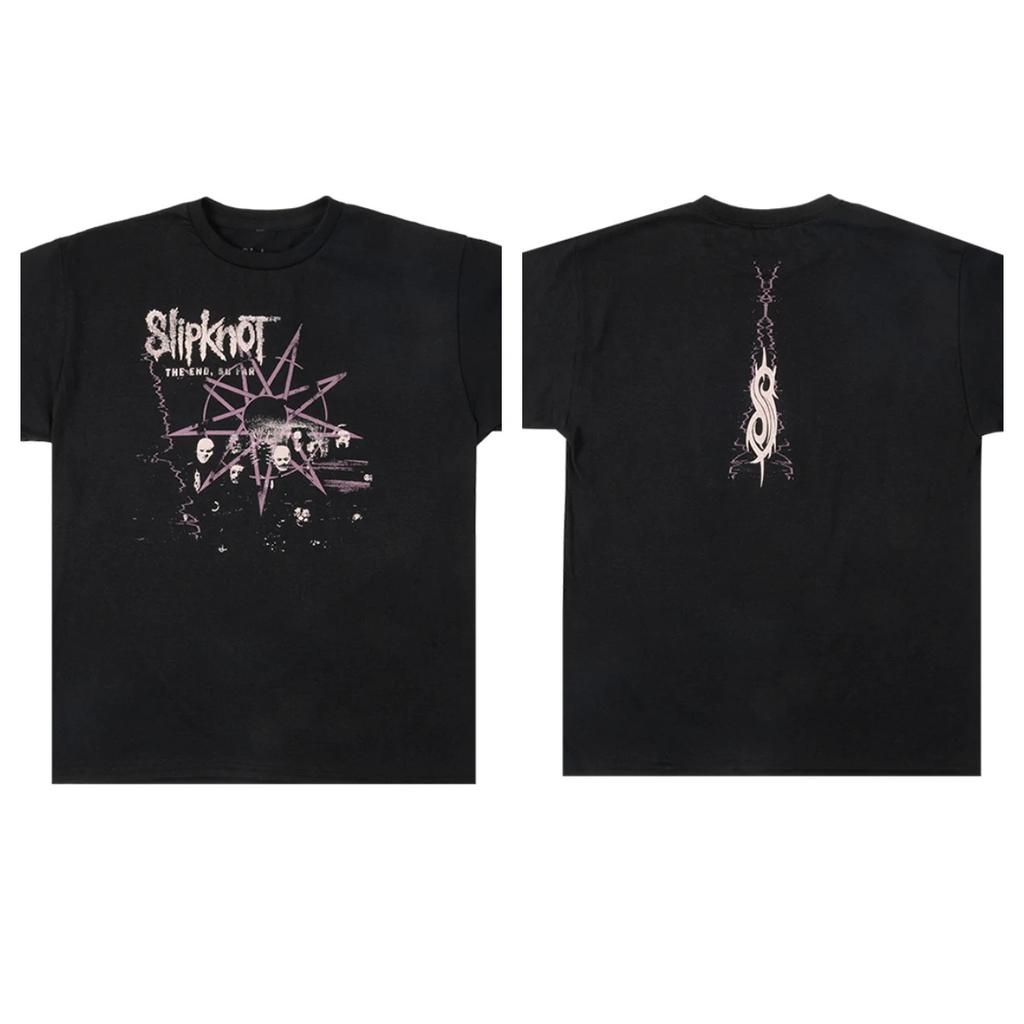 Slipknot "2023 World Tour · All Members Masks Collage" American Retro Heavyweight Short Sleeve T-Shirt
