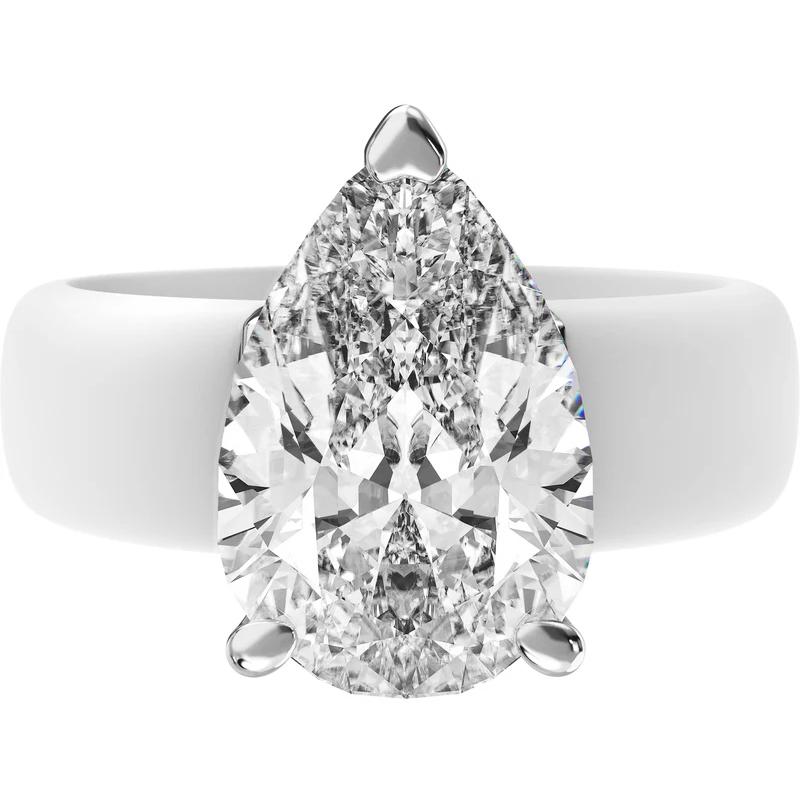 Minimalist white silicone tape tear drop CZ ring, white K3 claw CZ ring, create elegant party statement jewelry for her