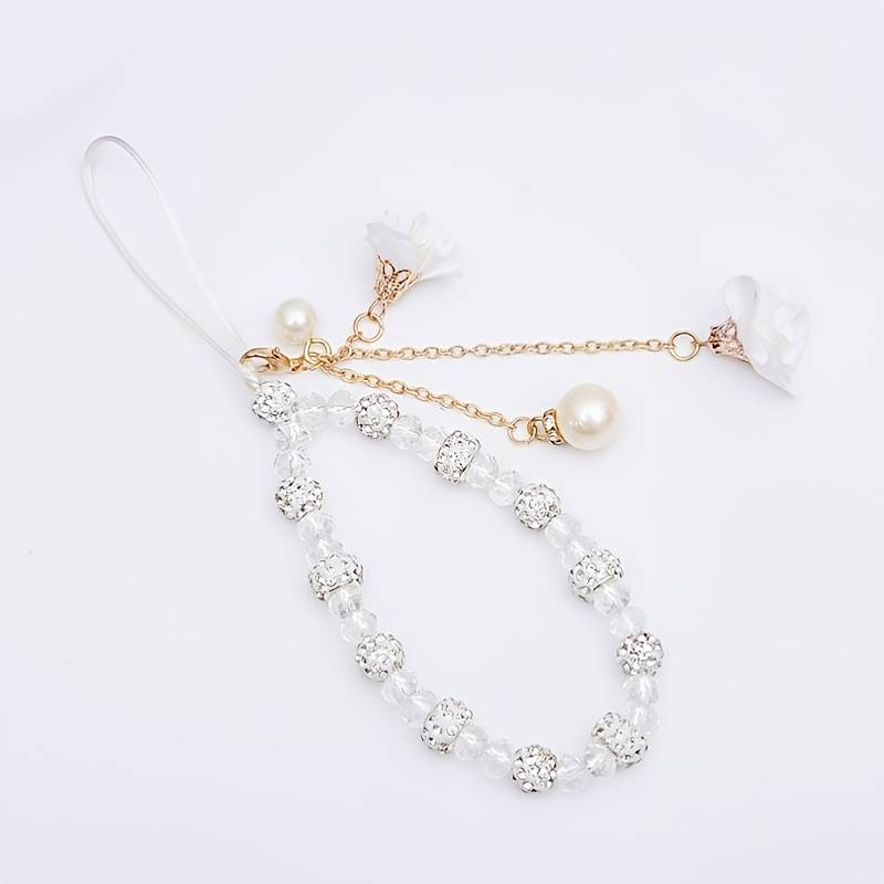 

Gorgeous Crystal Flower Lanyard Phone Strap Charm Chain Knot Cellphone Lanyard Keychain Woman Girl Bag Camera Pendant For Case