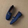 British Style Suede Square Toe Loafers Metal Decor Low Heel Pumps Versatile Retro Office Shoes for Women