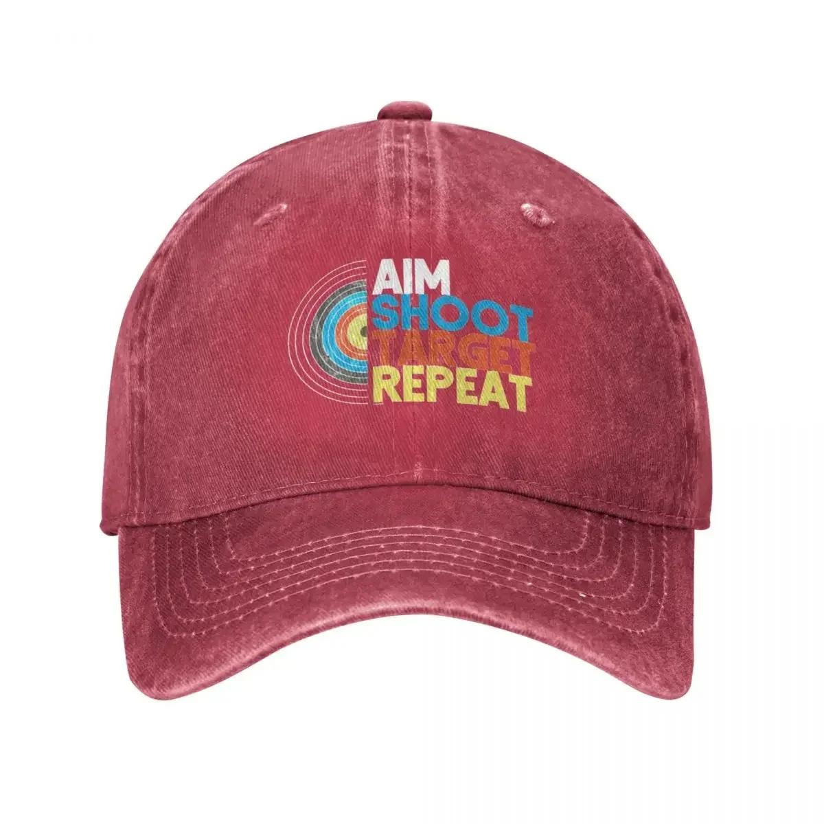 Aim Shoot Target Repeat Archery Sports Archer Unisex Women Baseball Caps Distressed Denim Caps Hat Classic Workouts Gift Sun Cap One Size