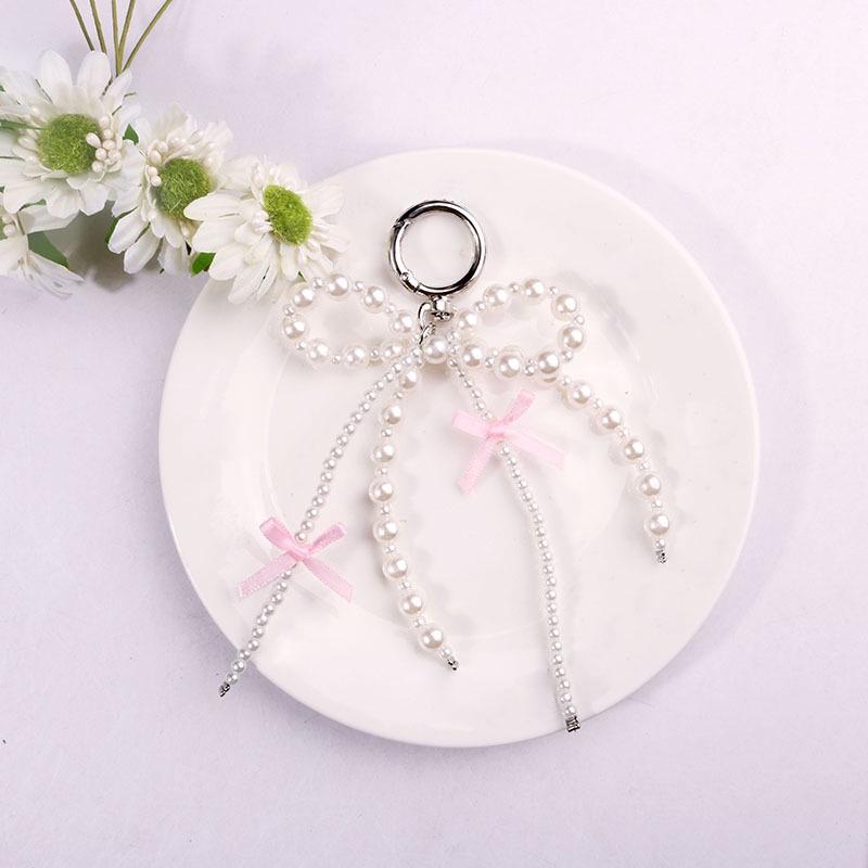 Y2K Phone Charm Pendant Cute Kawaii Pink Bowknot Keychain Bag Phone Strap Girl Cellphone Lanyard Keyring Birthday Jewelry Diy