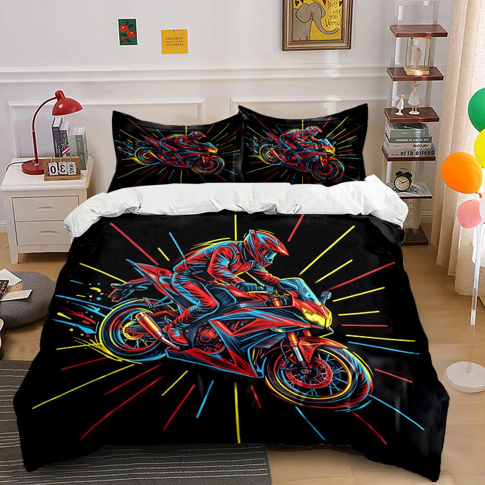Dynamic Rider With Vibrant Streaks Duvet Cover Set With 3D Printing Design Soft Polyester Bedding Set All-Season Comfort