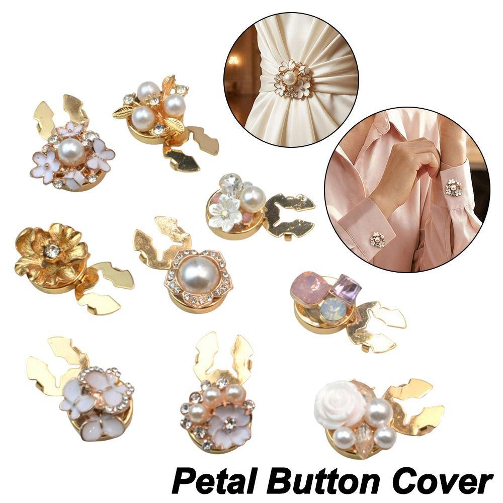 1PC DIY Accessories Pearl Flower Button Covers Flower Cufflinksble  for Shirt Tuxedo Accessories