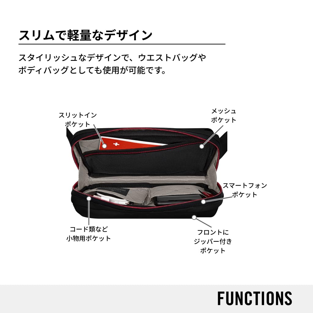 VICTORINOX Travel Essentials Belt Body Waist Bag with Pocket and Perfect for International Travel and Business Black 2-Way Bag, Bag, Anti-Scratch