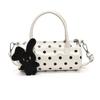 Polka Dot Pu Material Circular Tote Bag For Women With Zipper Closure For Daily Use