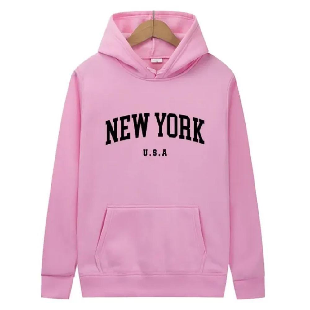 

York USA City Hoodies Men Women New Fashion Letter Printed Graphic Sweatshirts Loose Casual Harajuku Hooded Pullover Sportwea S