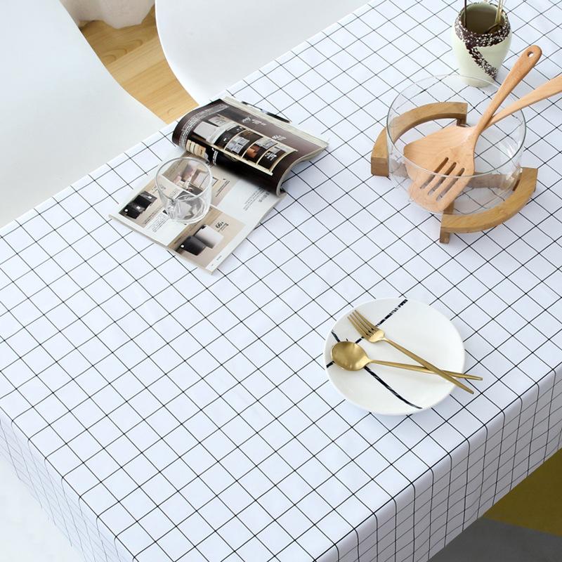 Printed Tablecloth Waterproof And Oil-Proof Leave-In Plaid Table Tablecloth Pvc Table Mat
