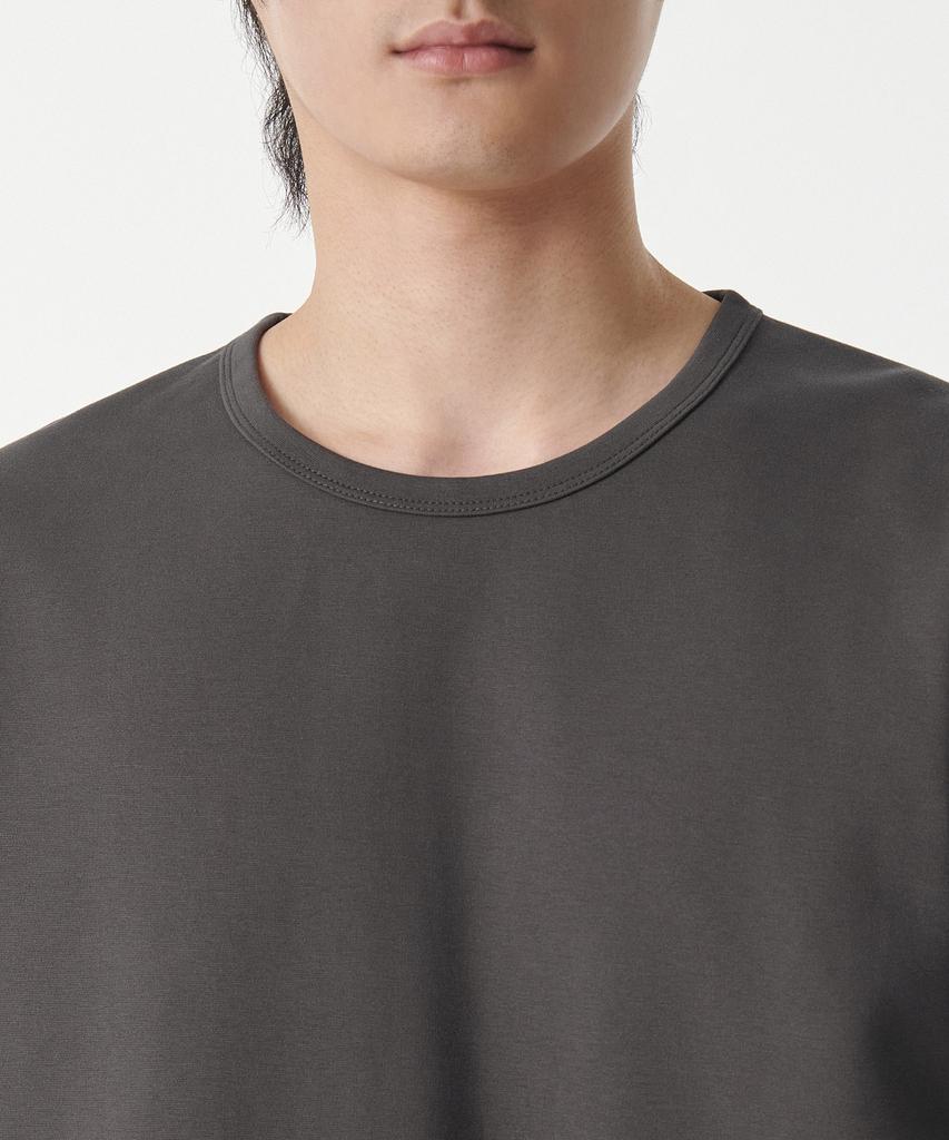 MUSINSA STANDARD Heavy Ponte Relaxed Crew Neck Long Sleeve T-Shirt [Gunmetal]