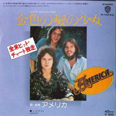7inch Record AMERICA - Sister Golden Hair / Midnight P1374W WARNER BROTHERS 1975 Japan Rock