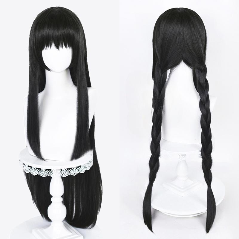 2 Styles Akemi Homura Cosplay Synthetic Wig 90cm Long Black Wigs Cosplay Anime Wig Heat Resistant Hair Halloween
