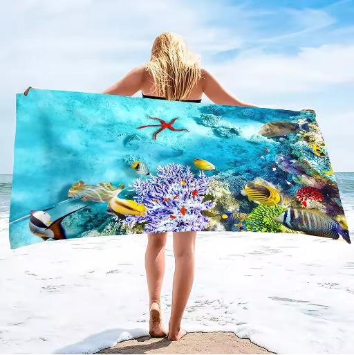 Sea World Beach Towel for Kids Girl, Boys Men Women Turtle Bath Print Pool Super Soft Towels