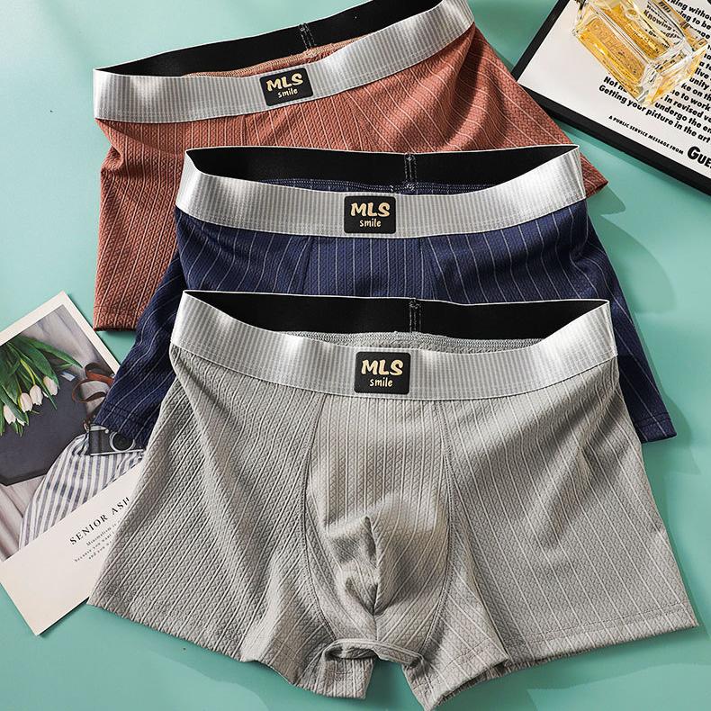 3pcs Summer Mesh Men's Ice Silk Underwear Breathable Quick Drying Men's Flat Underwear Solid Color Square Underwear Boxer Brief